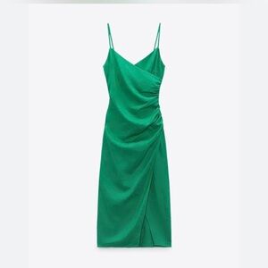 ZARA green linen blend dress